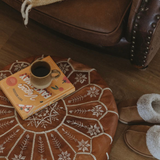 Pre-Order Tan Moroccan Leather Pouf | Ottoman