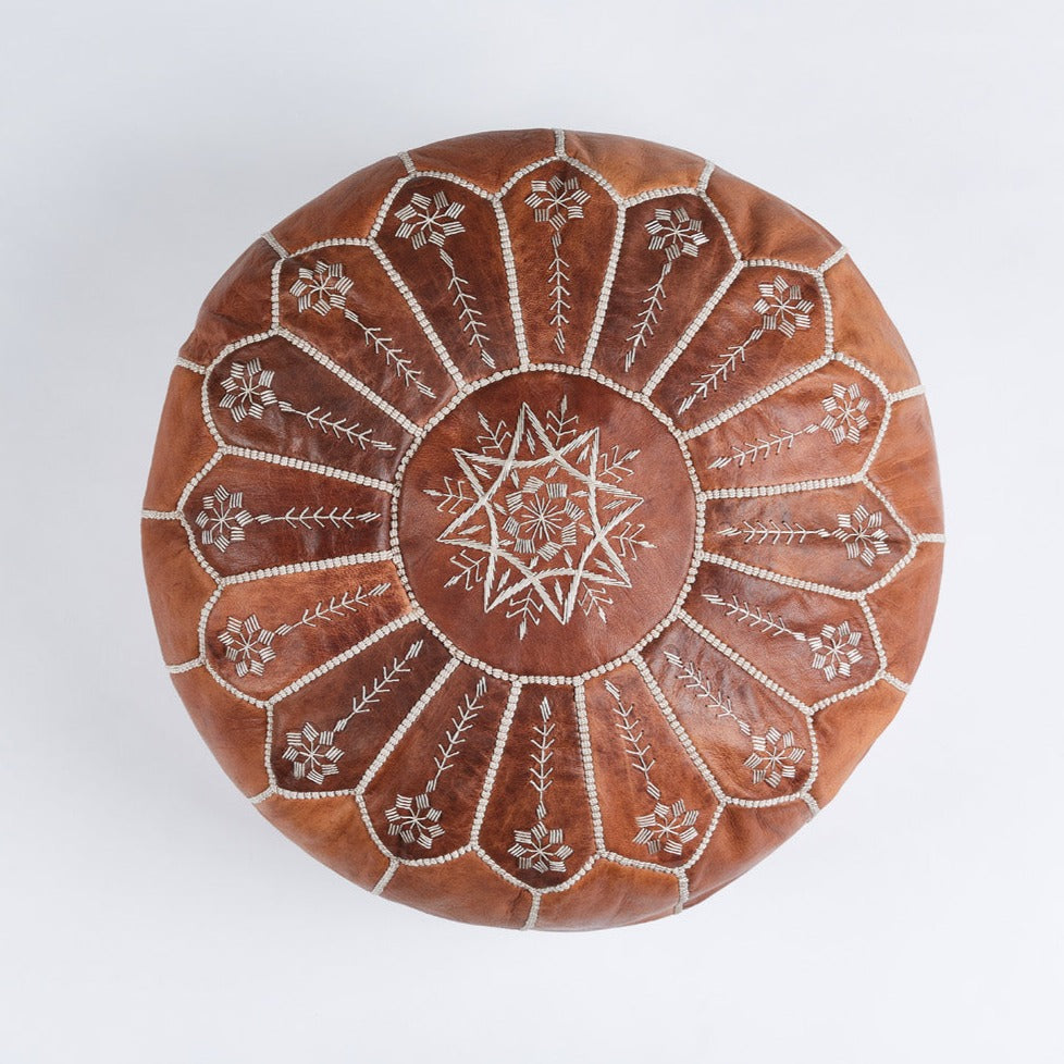 TAN LEATHER POUFS - LOST LITTLE ONE