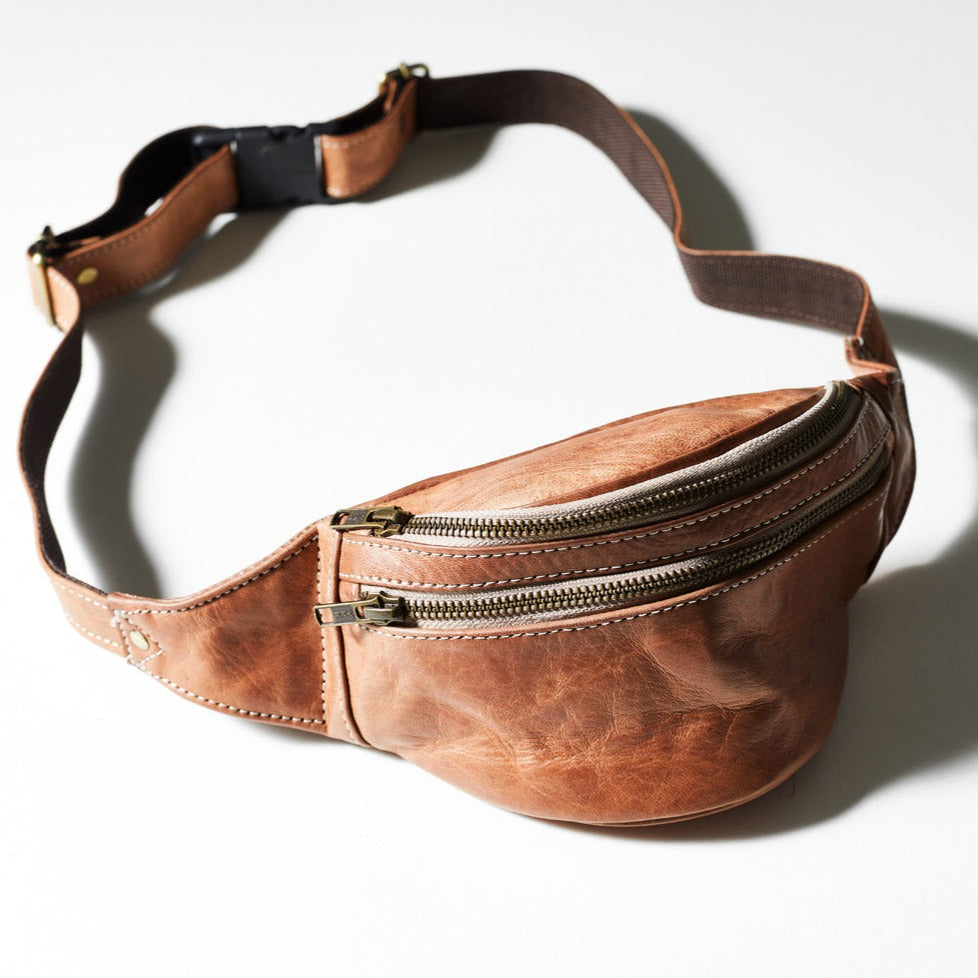 Handmade Vegetable Tanned Leather Crossbody Bag | Leather Bumbag – Lost ...