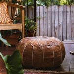TAN LEATHER POUFS - LOST LITTLE ONE